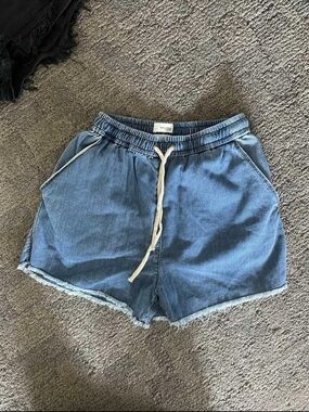 Wilfred Light Blue Denim Drawstring Shorts
